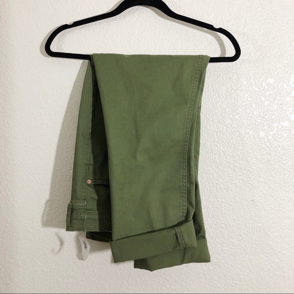 Army Green Raw Hem Straight Leg Mid Rise Jeans 18 - Picture 2 of 7